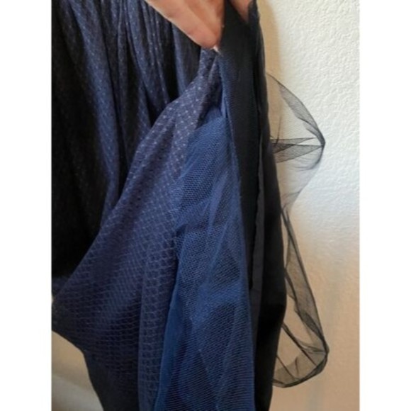Express Navy Blue Polka Dot Tulle Full Skirt Sleeveless Midi slip Dress y2k sz 0 - Picture 7 of 9